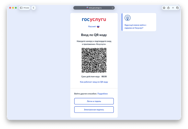 Вход через Госуслуги